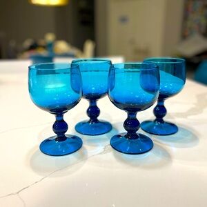 Vintage turquoise wine glasses set of 4